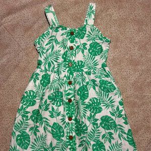 Wonder Nation dress (Pockets!) Green White Strap Top Elastic Back Sz S 6-6x